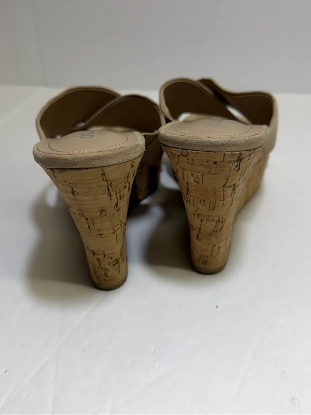 Charles by Charles David Taupe Suede Crisscross Cork Wedge Sandals‎